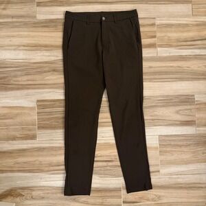 Lululemon Commission Pant Slim 32 Tall Brown Olive Technical Trousers Mens 32x34